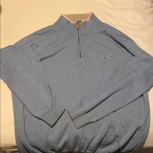 Vineyard vines baby blue/pink quarter zip